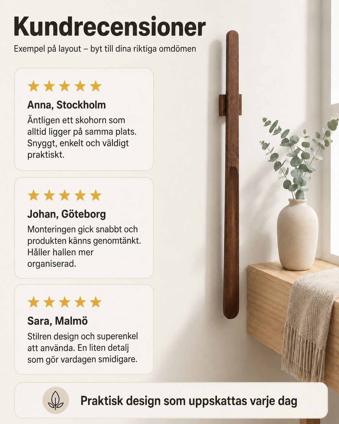 Kakelo™ Magnetiskt skohorn i massivt trä