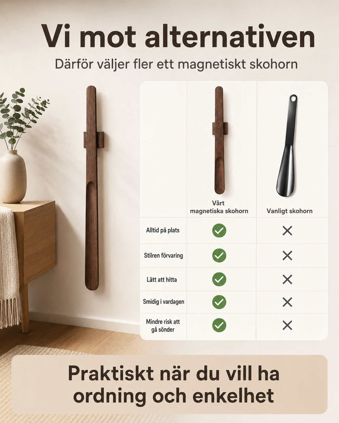 Kakelo™ Magnetiskt skohorn i massivt trä