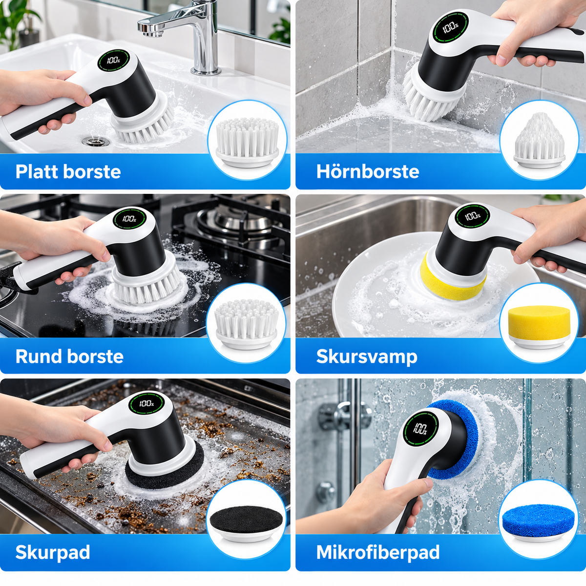 Elektrisk rengöringsborste, badrum och kök